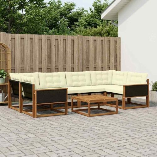 Комплект дивани за открито 7 pcs Натурален и Крема