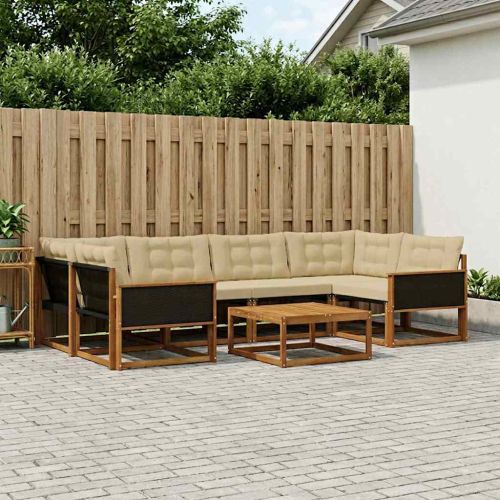 Комплект дивани за открито 7 pcs Натурален и Бежов