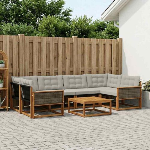 Комплект дивани за открито 7 pcs Натурално и светлосиво