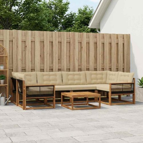 Комплект дивани за открито 7 pcs Натурален и Бежов