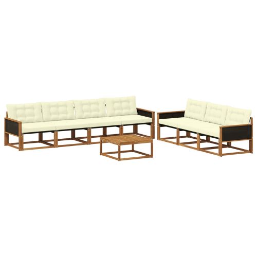 Комплект дивани за открито 8 pcs Натурален и Крема