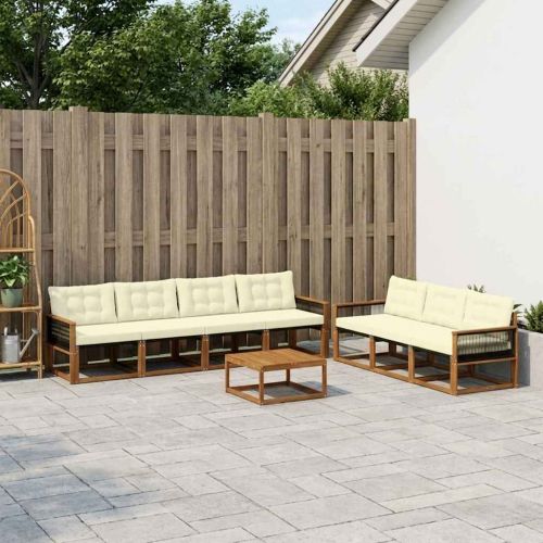 Комплект дивани за открито 8 pcs Натурален и Крема