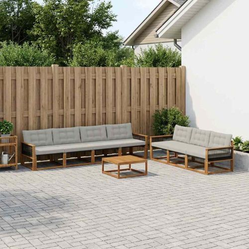 Комплект дивани за открито 8 pcs Натурално и светлосиво