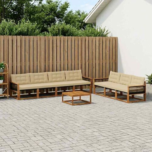 Комплект дивани за открито 8 pcs Натурален и Бежов