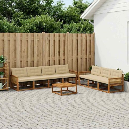 Комплект дивани за открито 8 pcs Натурален и Бежов