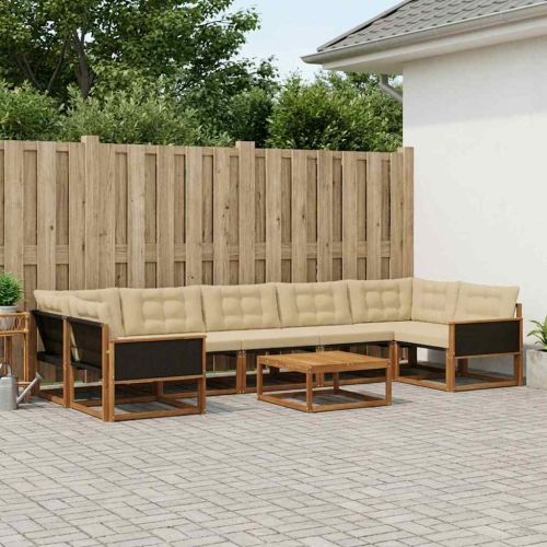 Комплект дивани за открито 8 pcs Натурален и Бежов