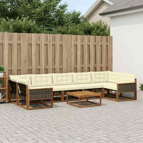Комплект дивани за открито 8 pcs Натурален и Крема