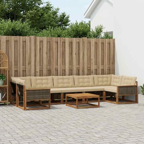 Комплект дивани за открито 8 pcs Натурален и Бежов