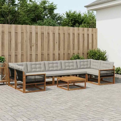 Комплект дивани за открито 8 pcs Натурално и светлосиво