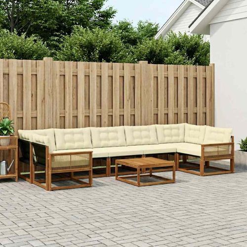 Комплект дивани за открито 8 pcs Натурален и Крема
