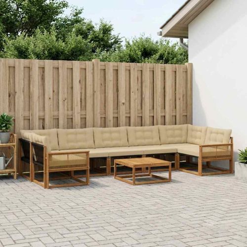 Комплект дивани за открито 8 pcs Натурален и Бежов