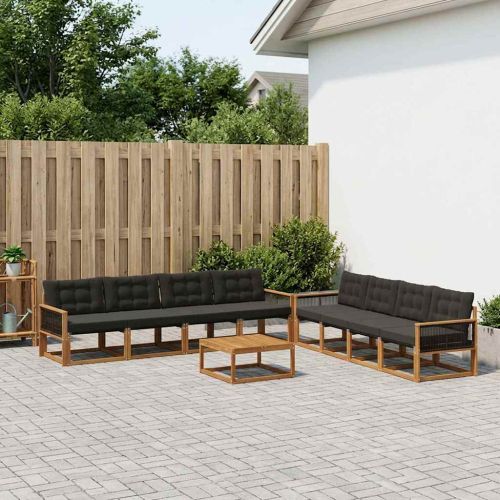 Комплект дивани за открито 9 pcs Естествено и черно