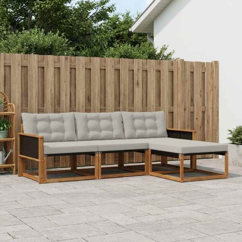 Комплект дивани за открито 4 pcs Натурално и светлосиво
