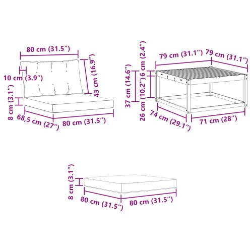 Комплект дивани за открито 4 pcs Естествено и черно