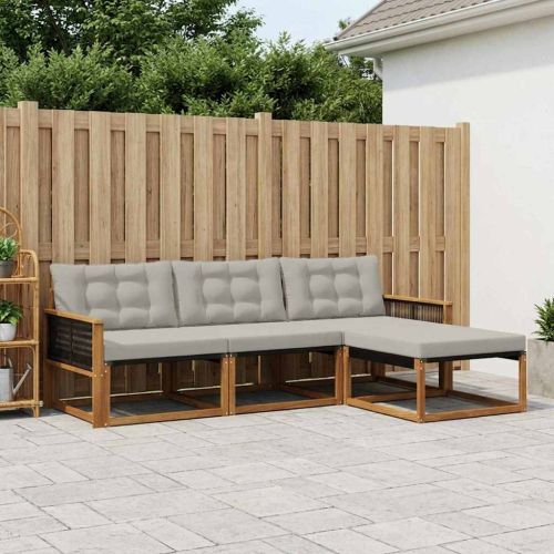 Комплект дивани за открито 4 pcs Натурално и светлосиво