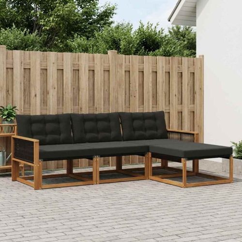 Комплект дивани за открито 4 pcs Естествено и черно