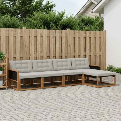 Комплект дивани за открито 5 pcs Натурално и светлосиво