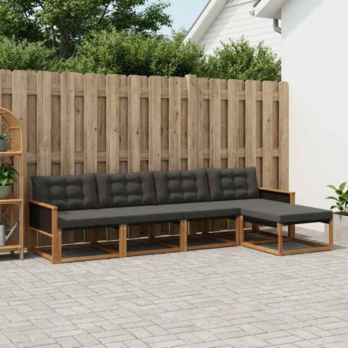 Комплект дивани за открито 5 pcs Естествено и черно