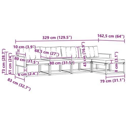 Комплект дивани за открито 5 pcs Натурален и Бежов