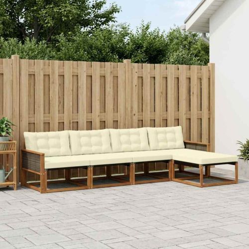 Комплект дивани за открито 5 pcs Натурален и Крема