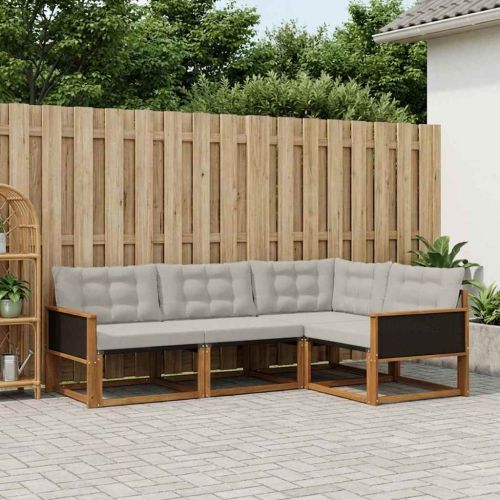 Комплект дивани за открито 4 pcs Натурално и светлосиво