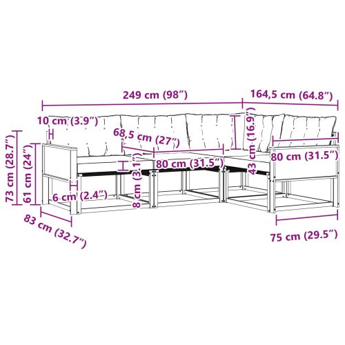 Комплект дивани за открито 4 pcs Естествено и черно