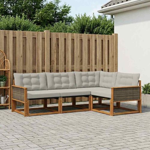 Комплект дивани за открито 4 pcs Натурално и светлосиво