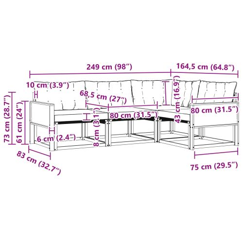 Комплект дивани за открито 4 pcs Естествено и черно