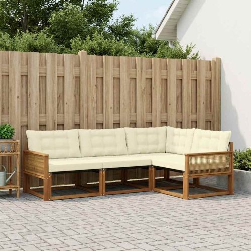 Комплект дивани за открито 4 pcs Натурален и Крема