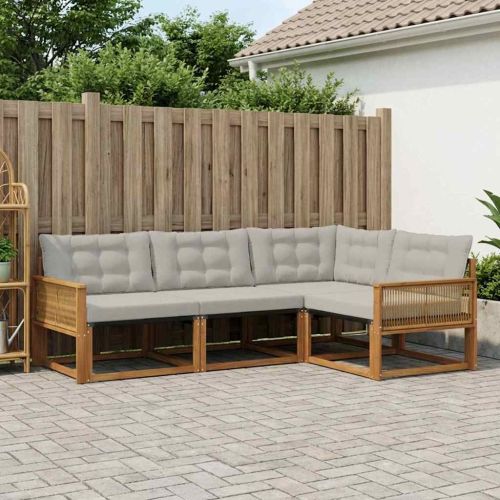 Комплект дивани за открито 4 pcs Натурално и светлосиво