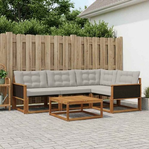 Комплект дивани за открито 5 pcs Натурално и светлосиво