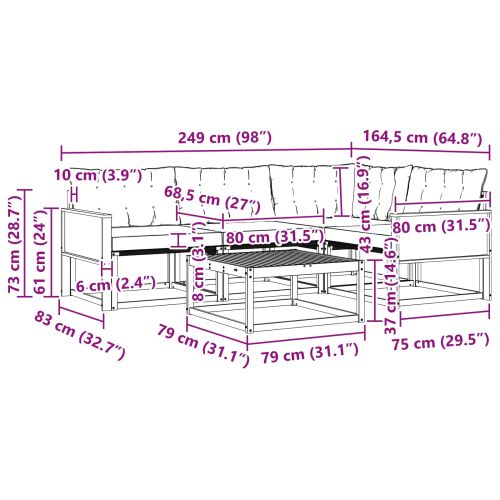 Комплект дивани за открито 5 pcs Натурален и Крема