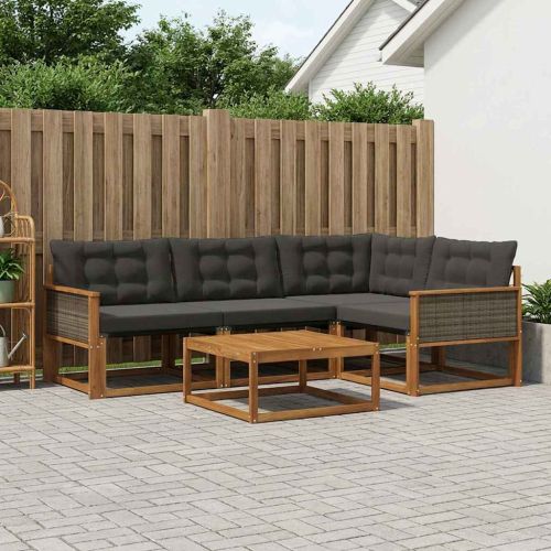Комплект дивани за открито 5 pcs Естествено и черно