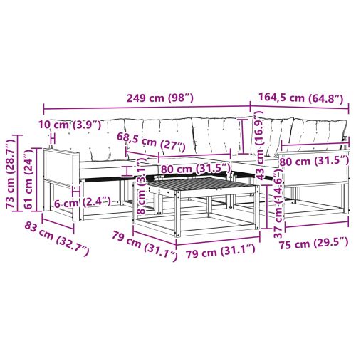 Комплект дивани за открито 5 pcs Натурален и Крема