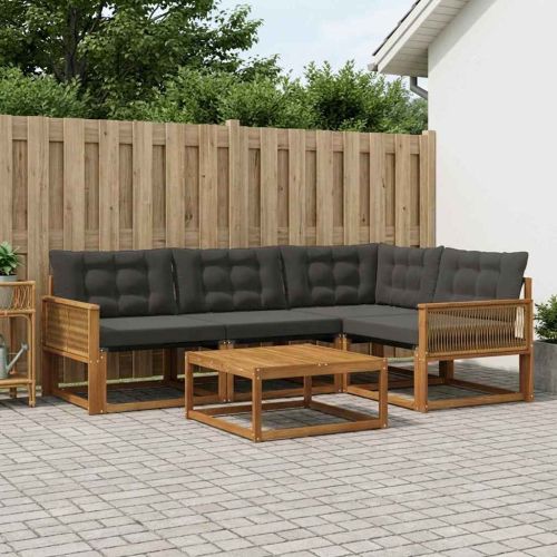 Комплект дивани за открито 5 pcs Естествено и черно