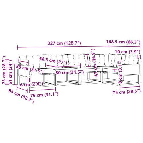 Комплект дивани за открито 5 pcs Натурален и Крема