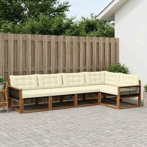Комплект дивани за открито 5 pcs Натурален и Крема