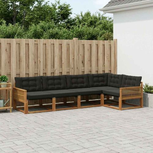 Комплект дивани за открито 5 pcs Естествено и черно