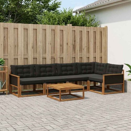 Комплект дивани за открито 6 pcs Естествено и черно