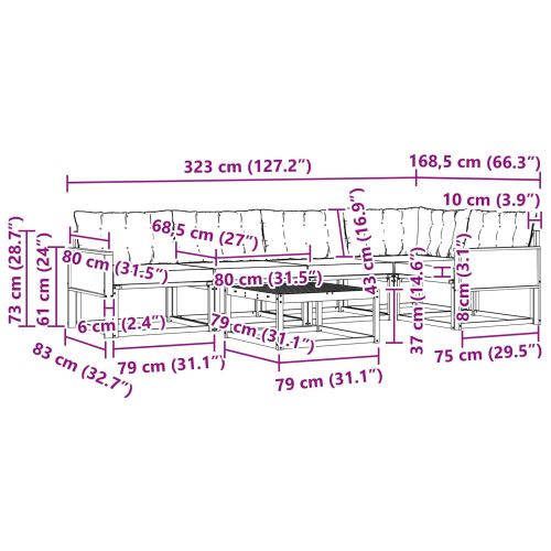 Комплект дивани за открито 6 pcs Натурален и Бежов