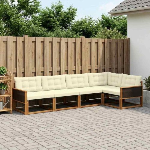 Комплект дивани за открито 6 pcs Натурален и Крема