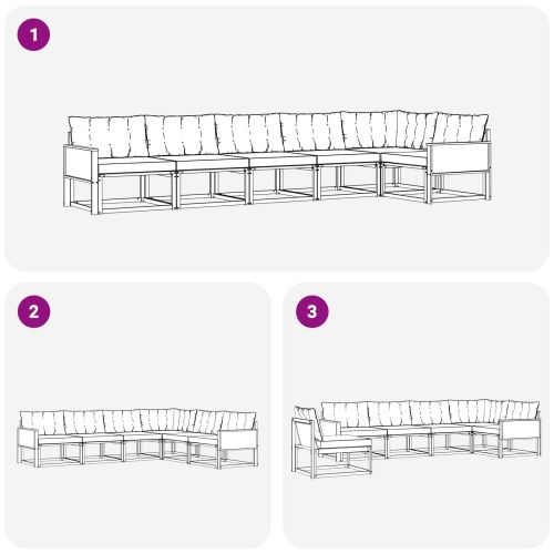 Комплект дивани за открито 6 pcs Натурален и Крема