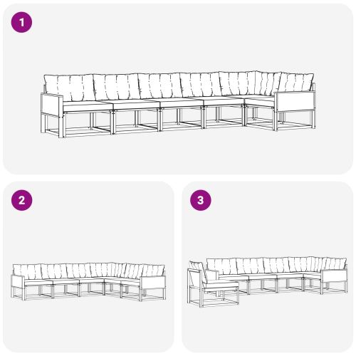 Комплект дивани за открито 6 pcs Естествено и черно