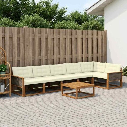 Комплект дивани за открито 7 pcs Натурален и Крема