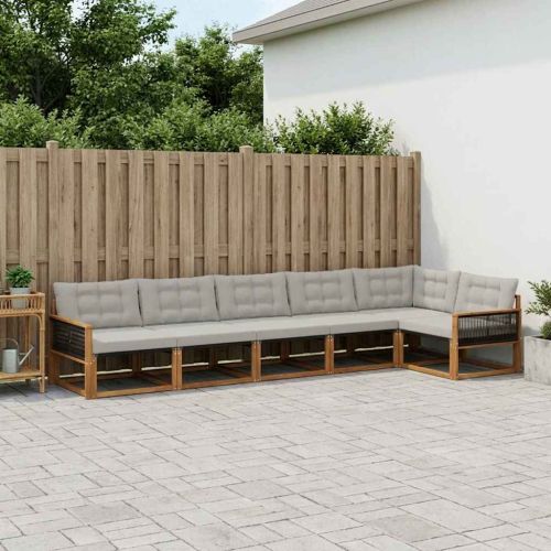 Комплект дивани за открито 7 pcs Натурално и светлосиво