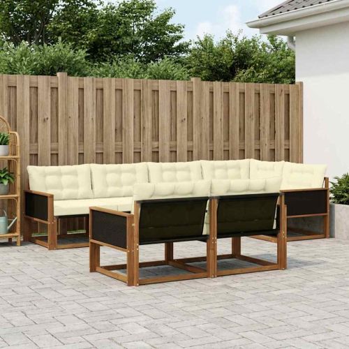 Комплект дивани за открито 7 pcs Натурален и Крема
