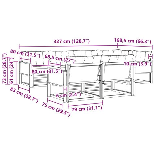 Комплект дивани за открито 7 pcs Натурален и Бежов
