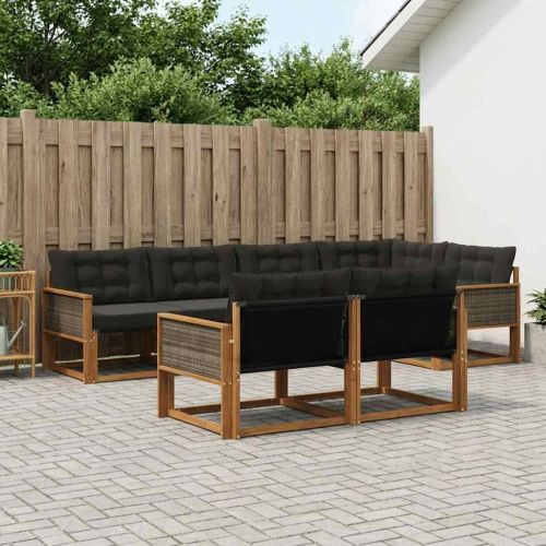 Комплект дивани за открито 7 pcs Естествено и черно