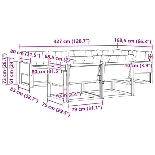 Комплект дивани за открито 7 pcs Натурален и Бежов