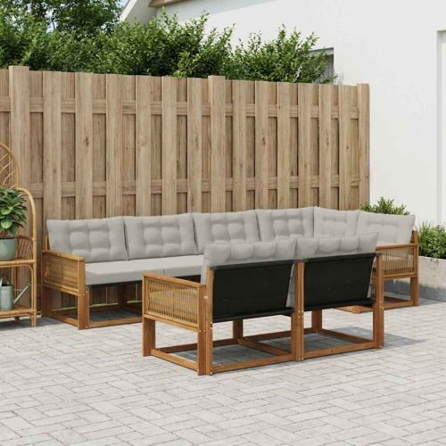 Комплект дивани за открито 7 pcs Натурално и светлосиво